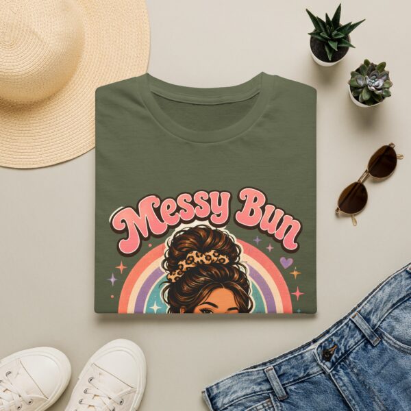 Messy Bun Magic Retro Rainbow Hair Lover T‑Shirt