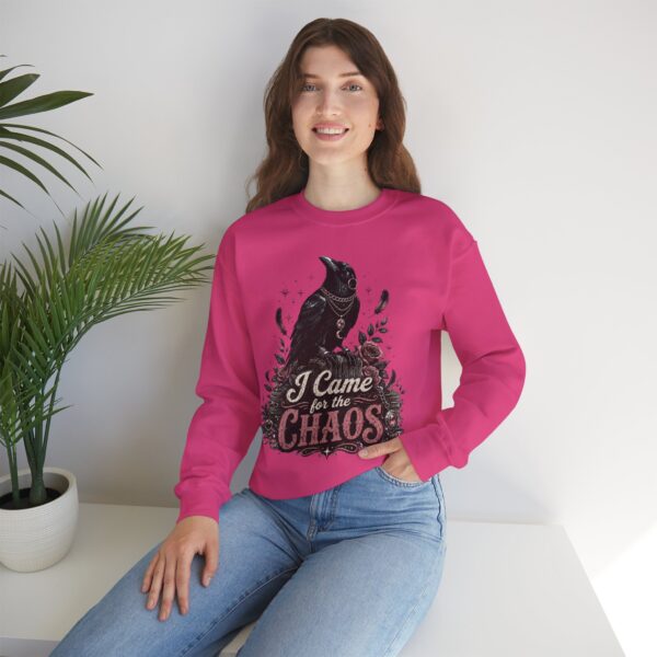 Sweatshirt — “I Came for the Chaos” Raven Graphic Crewneck