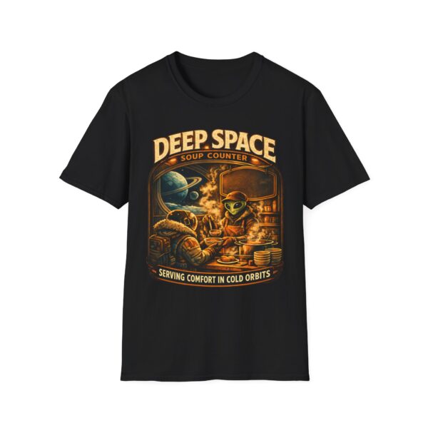 Deep Space Soup Counter T‑Shirt — Alien Diner Retro Sci‑Fi Tee
