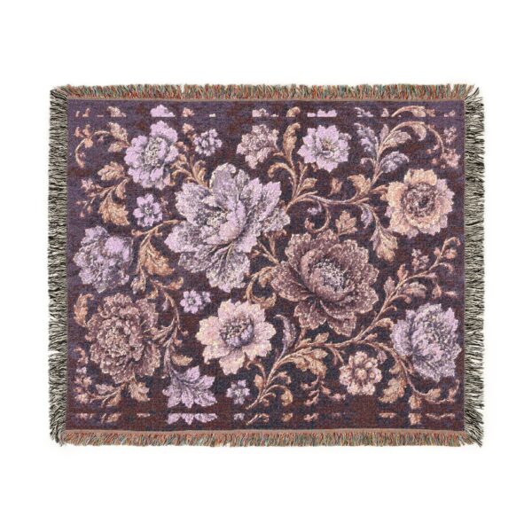 Floral Woven Blanket — Vintage Rose Jacquard Throw