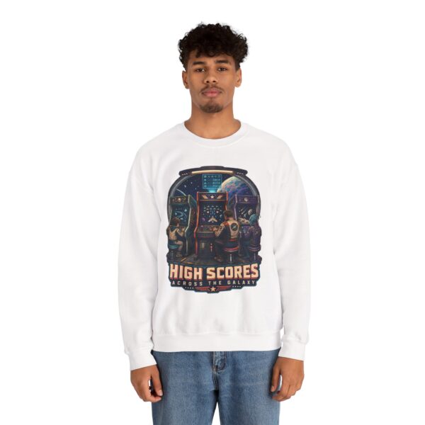 Retro Arcade Space Sweatshirt — "High Scores Across the Galaxy" Crewneck