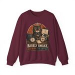 Cat Office Sweatshirt — "Barely Awake, Running the Office" Cozy Crewneck