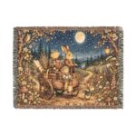 Woven Blanket - Moonlit Bunny Caravan Tapestry Throw