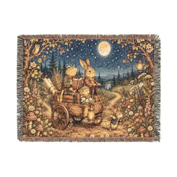 Woven Blanket - Moonlit Bunny Caravan Tapestry Throw