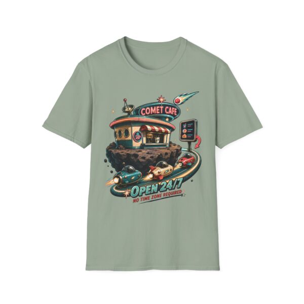 Comet Cafe T-Shirt — Retro Space Diner Graphic Tee ("Open 24/7")