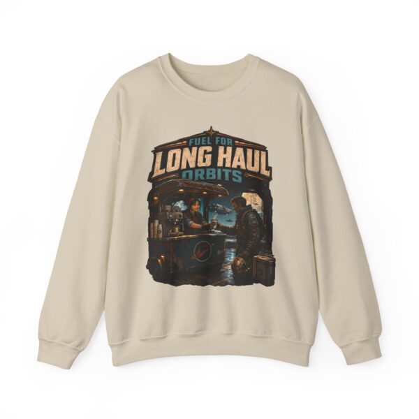 Long Haul Orbits Crewneck Sweatshirt — 'Fuel For Long Haul Orbits' Retro Space Café Design