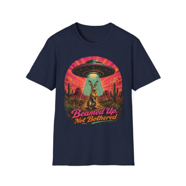 Beamed Up, Not Bothered T-Shirt — Retro UFO Bunny Graphic Tee