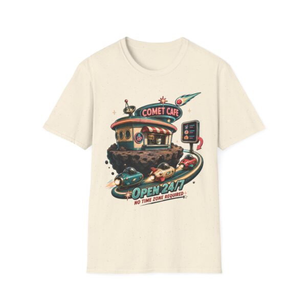 Comet Cafe T-Shirt — Retro Space Diner Graphic Tee ("Open 24/7")