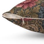 Vintage Peony Tapestry Pillow — Blush & Burgundy Floral Cushion