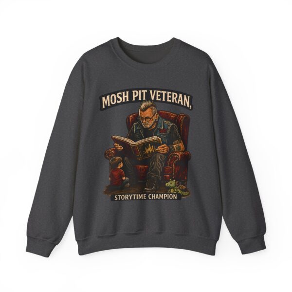 Mosh Pit Veteran Crewneck Sweatshirt — "Storytime Champion" Concert-Scene Pullover