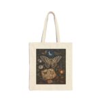 Mystic Moth Cotton Tote – Vintage Botanical Moonlit Art Bag