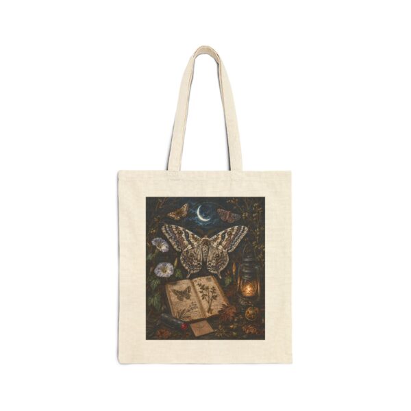 Mystic Moth Cotton Tote – Vintage Botanical Moonlit Art Bag
