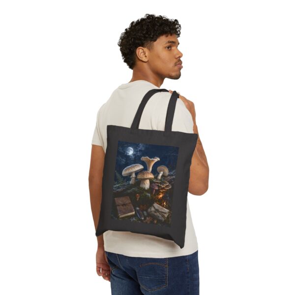 Mushroom Moon Canvas Tote — Botanical Fairycore Mushroom Market Bag