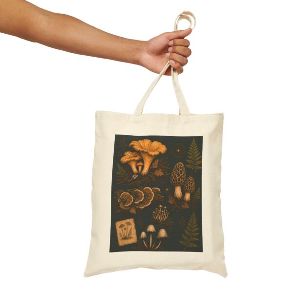 Mushroom Illustration Canvas Tote Bag — Forest Fungi Botanical Market Bag