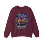 Midnight Nebula Diner Sweatshirt — "Open 24/7 in Every Time Zone"