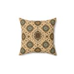 Boho Medallion Decorative Pillow — Vintage Floral Pattern Square Throw Pillow