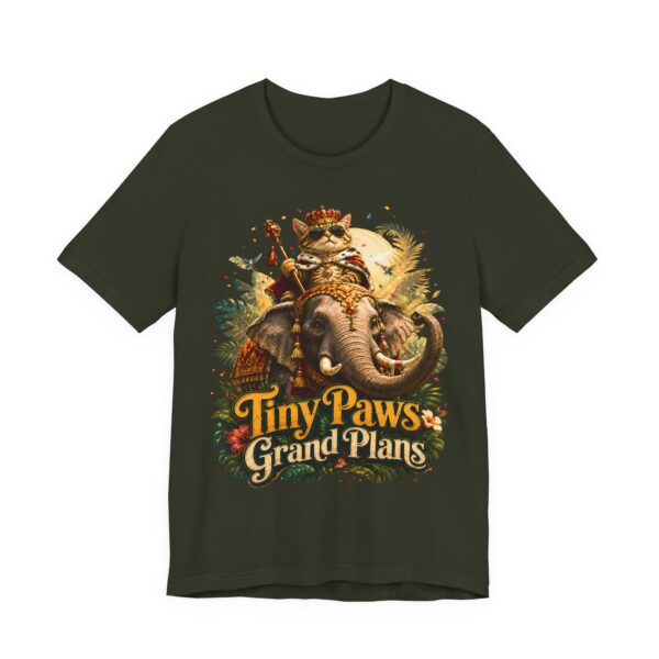 Tiny Paws, Grand Plans Tee — Crowned Cat Riding Elephant Vintage Graphic T-Shirt