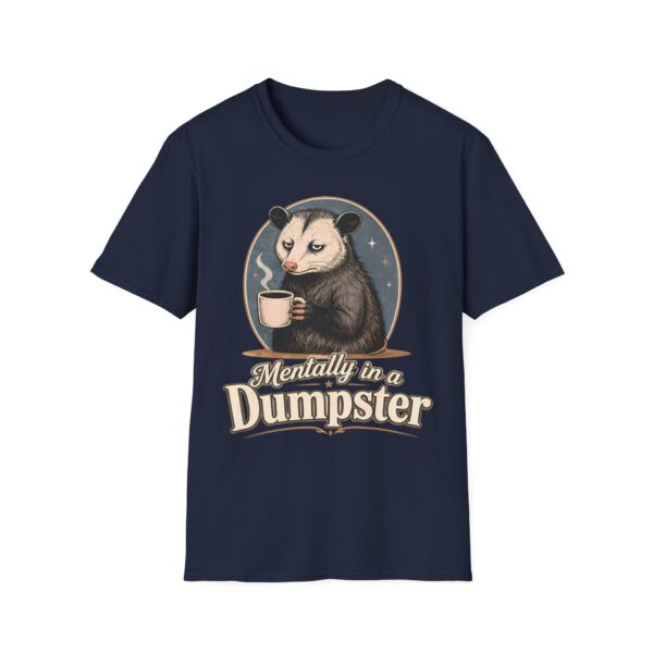 Mentally in a Dumpster Possum Tee — Cute Sarcastic Coffee Graphic T-Shirt