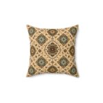 Boho Medallion Decorative Pillow — Vintage Floral Pattern Square Throw Pillow