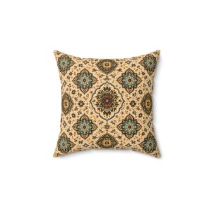 Boho Medallion Decorative Pillow — Vintage Floral Pattern Square Throw Pillow