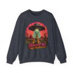 Beamed Up, Not Bothered Sweatshirt — Retro UFO & Jackrabbit Desert Crewneck