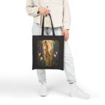 Giraffe Garden Canvas Tote Bag — Whimsical Floral Wildlife Print