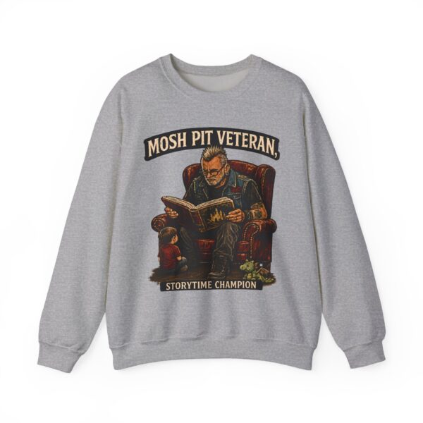 Mosh Pit Veteran Crewneck Sweatshirt — "Storytime Champion" Concert-Scene Pullover