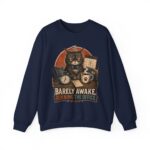 Cat Office Sweatshirt — "Barely Awake, Running the Office" Cozy Crewneck