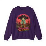 Beamed Up, Not Bothered Sweatshirt — Retro UFO & Jackrabbit Desert Crewneck