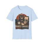 Barely Awake Office Cat T-Shirt — Funny Grumpy Cat Coffee Work Shirt
