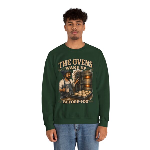 Baker Crewneck Sweatshirt — "The Ovens Wake Up Before I Do" Vintage Bakery Sweatshirt