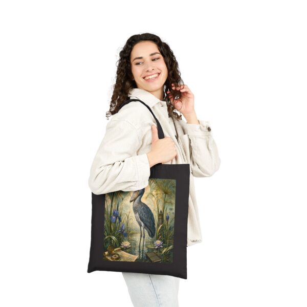 Heron Marsh Canvas Tote Bag — Vintage Art Nouveau Botanical Market & Beach Tote