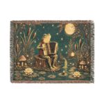 Folk Moonlight Woven Blanket — Mystic Accordion Player Throw
