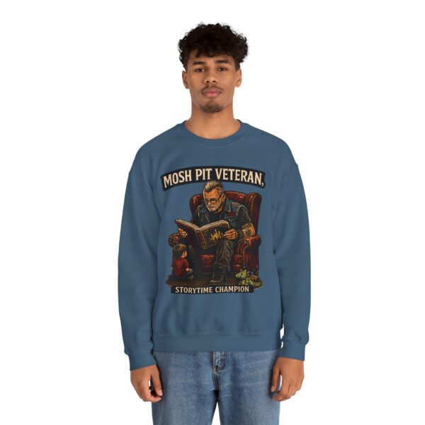Mosh Pit Veteran Crewneck Sweatshirt — "Storytime Champion" Concert-Scene Pullover