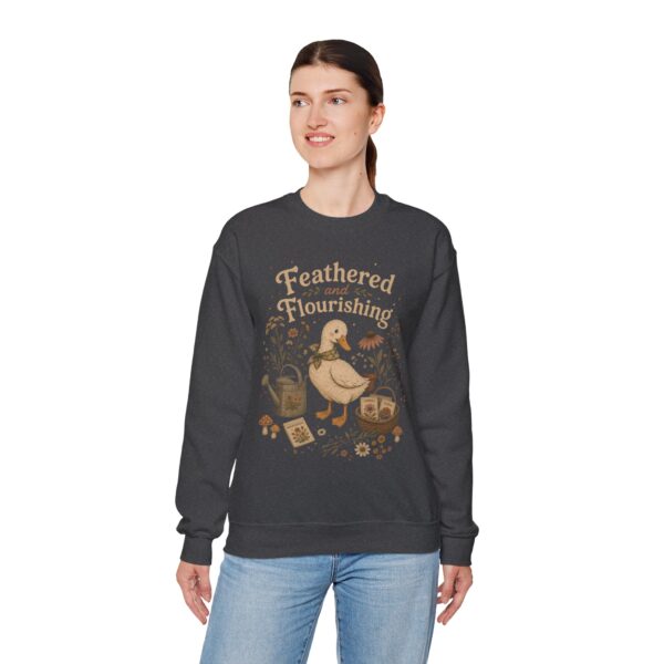 Duck Gardening Sweatshirt — "Feathered and Flourishing" Cozy Crewneck