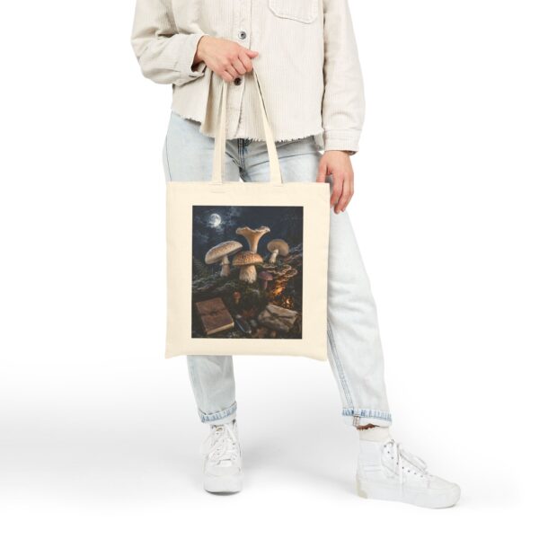 Mushroom Moon Canvas Tote — Botanical Fairycore Mushroom Market Bag