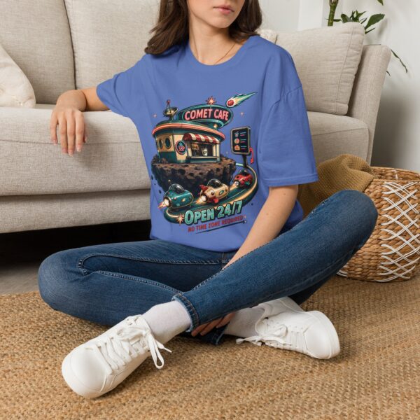 Comet Cafe T-Shirt — Retro Space Diner Graphic Tee ("Open 24/7")
