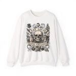 Eat Local Stay Cautious skull illustration Sweatshirt | botanical apothecary design