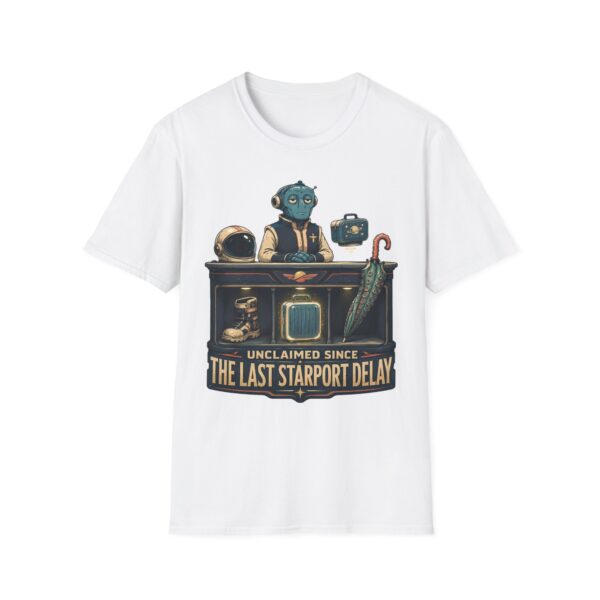 Retro Spaceport Tee — "Unclaimed Since The Last Starport Delay" Alien Deli Illustration