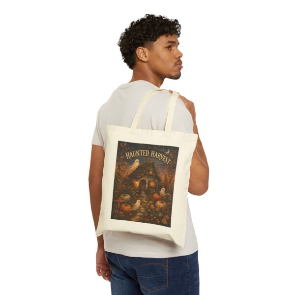 Haunted Harvest Tote Bag — Vintage Halloween Pumpkin & Ghost Canvas Tote