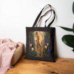 Giraffe Garden Canvas Tote Bag — Whimsical Floral Wildlife Print