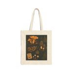 Mushroom Illustration Canvas Tote Bag — Forest Fungi Botanical Market Bag