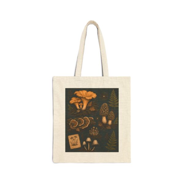 Mushroom Illustration Canvas Tote Bag — Forest Fungi Botanical Market Bag
