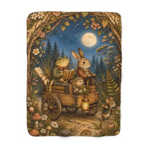 Woodland Night Friends Sherpa Fleece Blanket