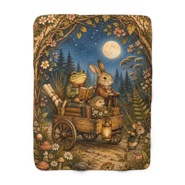 Woodland Night Friends Sherpa Fleece Blanket