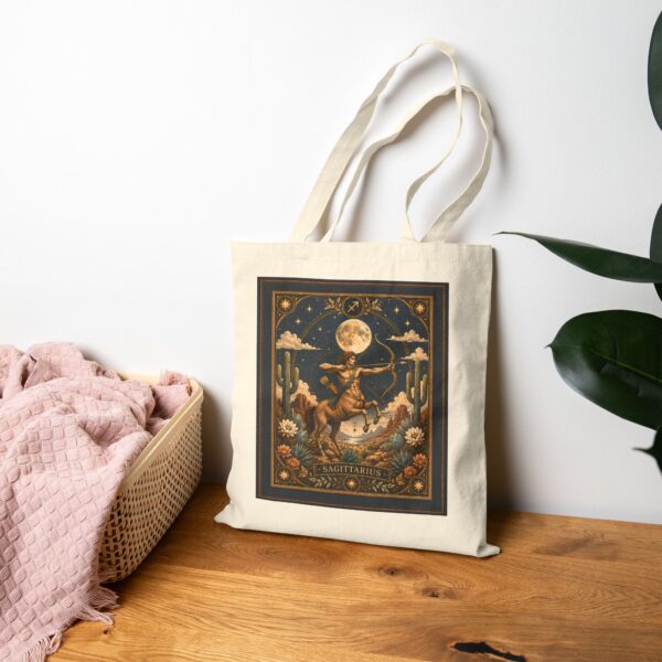 Moonlit Desert Cowboy Tote — Vintage Western Moonlight Canvas Bag