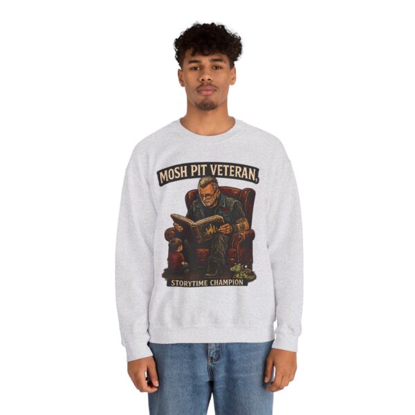 Mosh Pit Veteran Crewneck Sweatshirt — "Storytime Champion" Concert-Scene Pullover