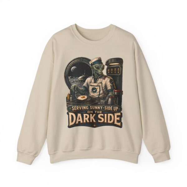 Crewneck Sweatshirt — "Serving Sunny-Side Up on the Dark Side" Alien Chef Graphic