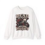 Dead Serious About This Hobby Crewneck Sweatshirt — Skeleton Crocheting Graphic