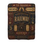 Vintage Railway Sherpa Blanket — 'Northstar Railway' Train Station Throw
